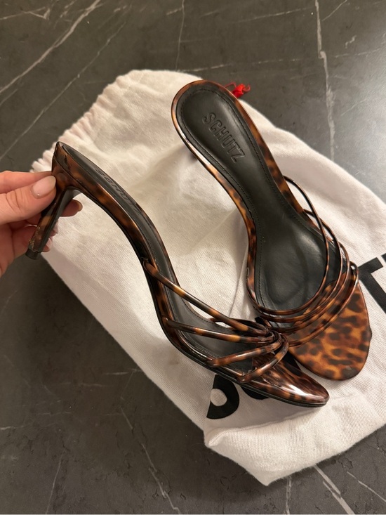 SCHUTZ Shoes - SCHUTZ Tortoiseshell Leopard-Pattern Strappy Heeled Sandals Inez Mule